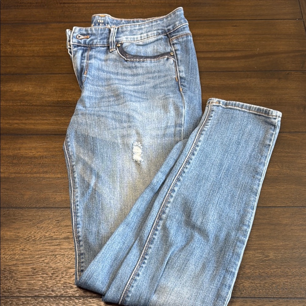 Blue Skinny Jeans with Natural Fading